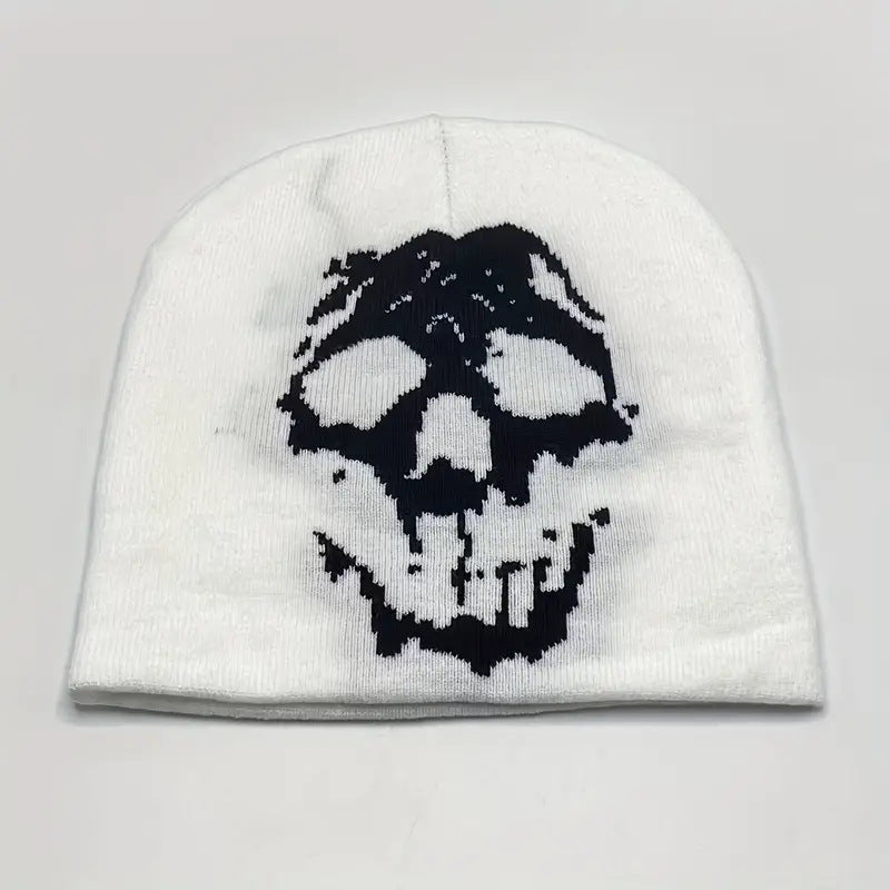 Gothic Skull Printed Jacquard Beanie Hat