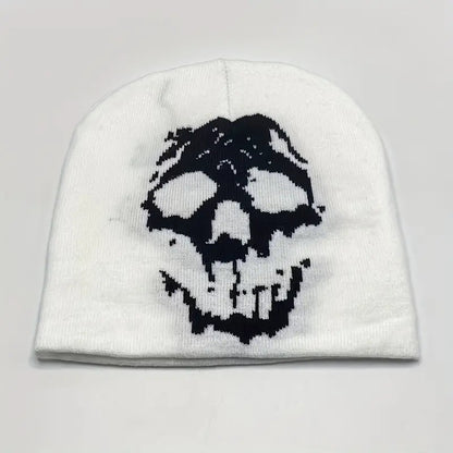 Gothic Skull Printed Jacquard Beanie Hat
