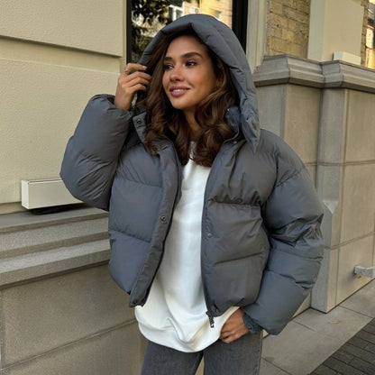 Cotton-padded Loose Coat Cap Puffer Jacket