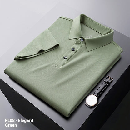 Men's Solid Color Polo Collar Business Casual Short-sleeved T-shirt