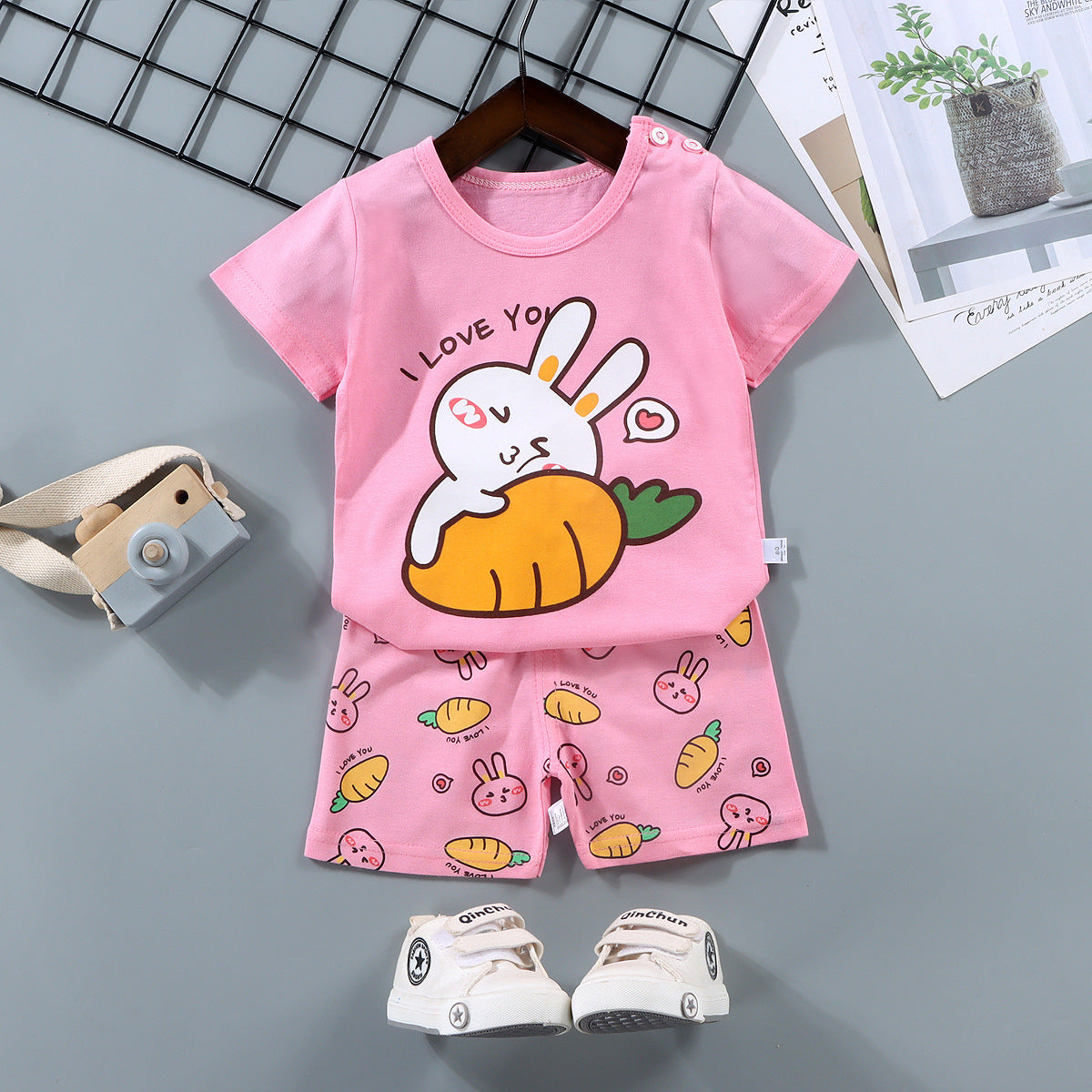 男の子用夏用コットン半袖スーツ