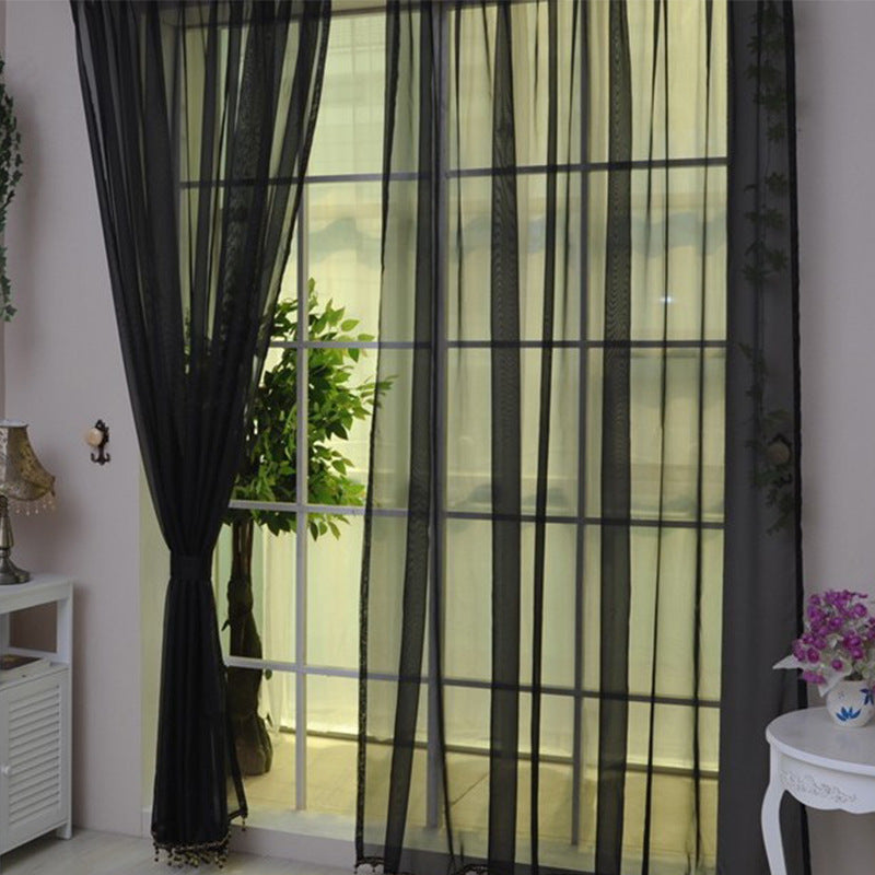 Solid Color Glass Mesh Curtains Transparent Color Ready-made Curtain Punch-free