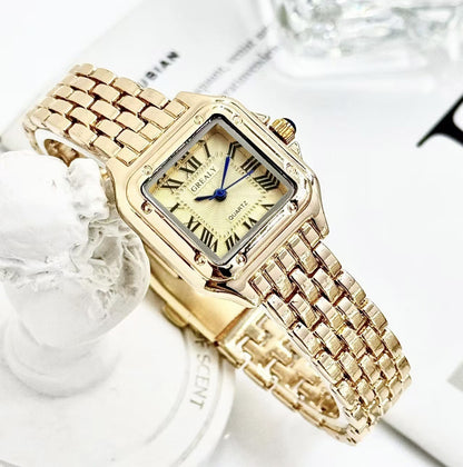 Classic Retro Square Waterproof Women's Diamond-embedded Watch