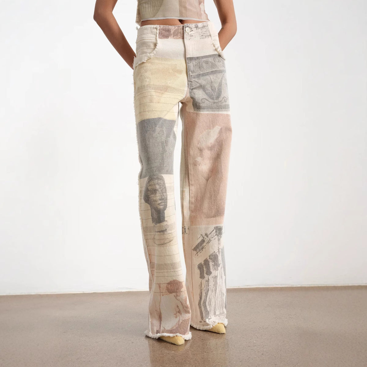 VINTAGE PRINTED WIDE LEGS PANT