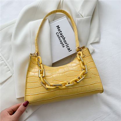 Fashion Stone Texture Shoulder Bag With Chain