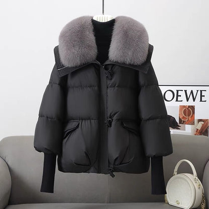Down Cotton-padded Women's Short Fur Collar Thickened Jacket