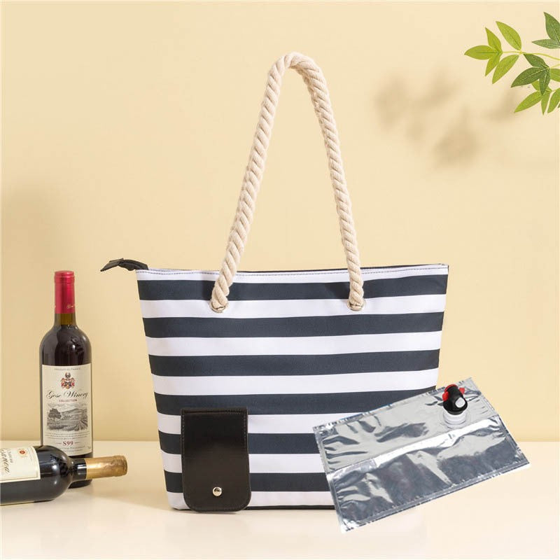 Red Wine built in Bag Insulated Portable Picnic Hand-held Beach Bag