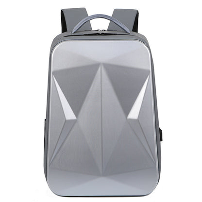Fashion Rhombus Hard Shell Double Shoulder Large Capacity Business Backpack