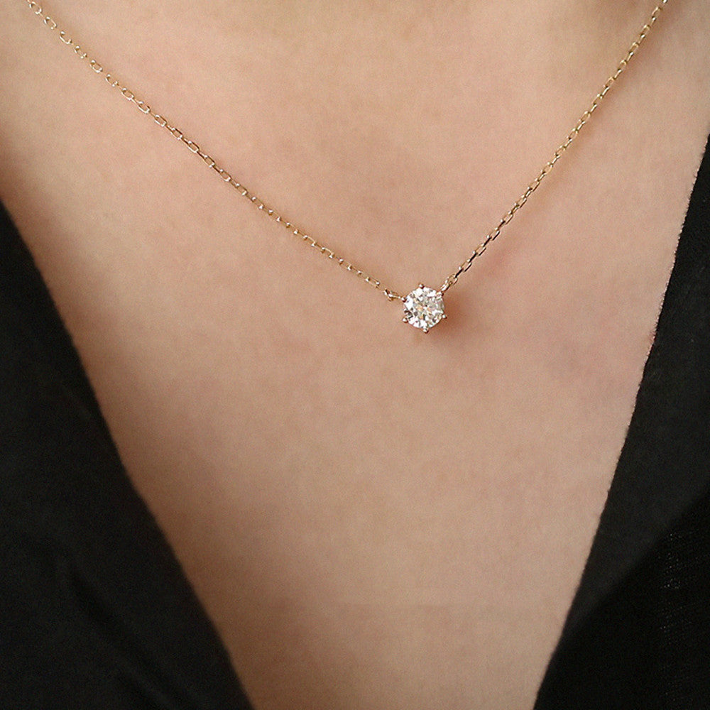 Silver Plated 14K Gold Versatile Single Diamond Clavicle Necklace