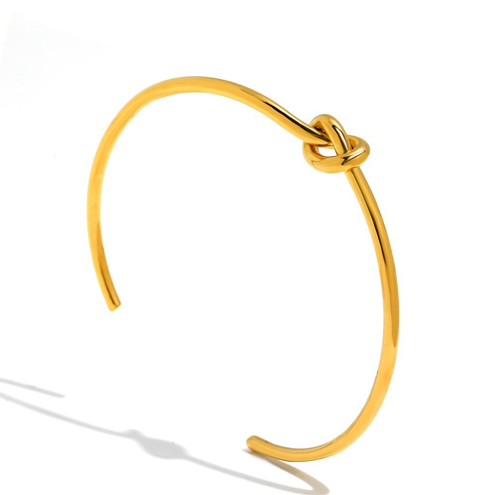 Titanium Steel 18K Gold Plating Knotted C- Shaped Bracelet & Watch Ornament