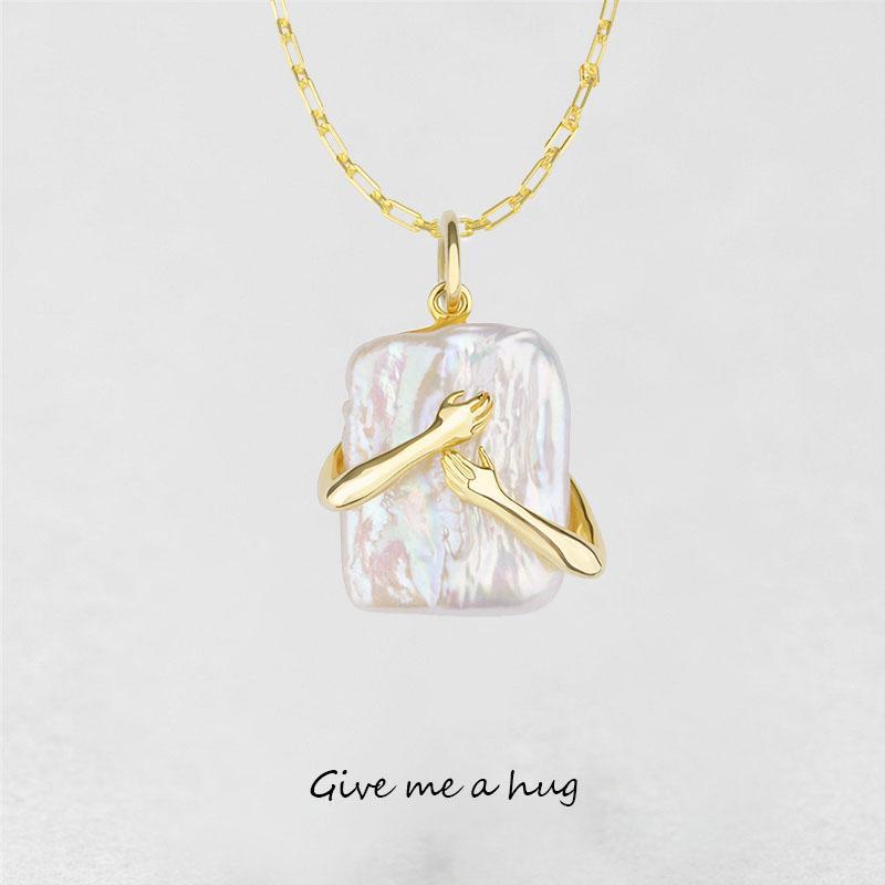 Unique Square Baroque Hug Necklace