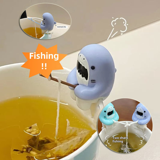 Shark Fishing Tea Infuser Cup Edge Hanging Cartoon Animals Shape Style