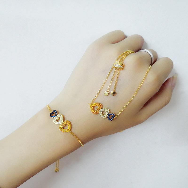 Three-color Heart Temperament Forest Love Design Bracelet