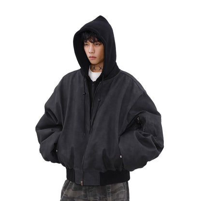 Loose Casual Hooded Coat Idle Style False Two piece Jacket