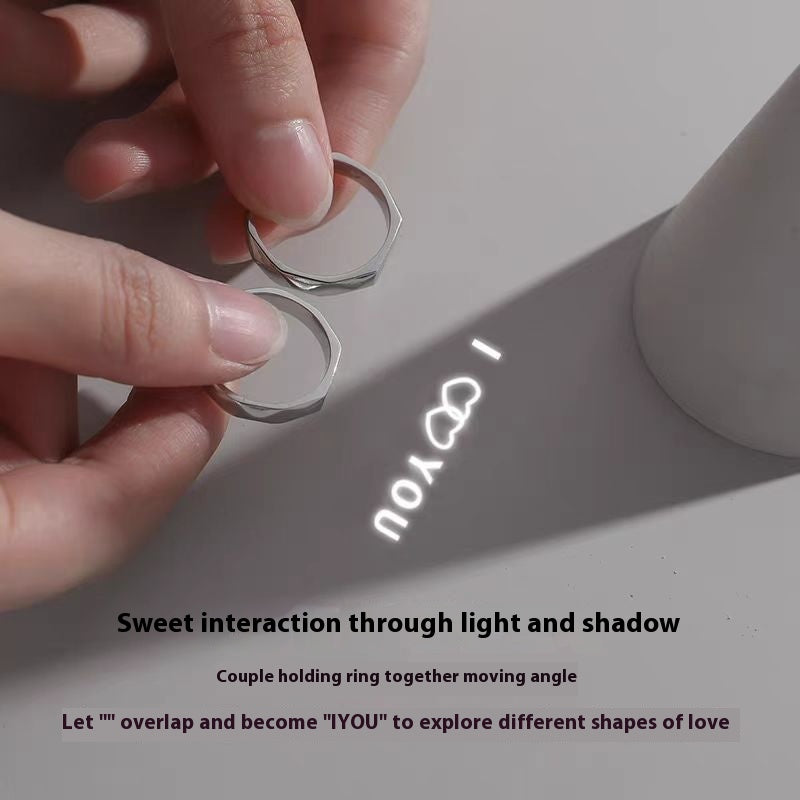 S925 Pure Silver Love Projecting Rings Pair