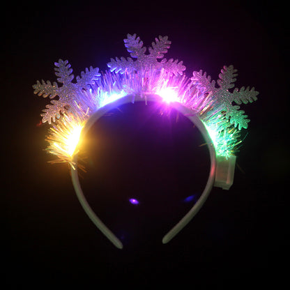 Christmas Glowing Hair Band Headband Xmas Tree Snowflake Deer Horn Light Flashing Headwear Merry Christmas Gift