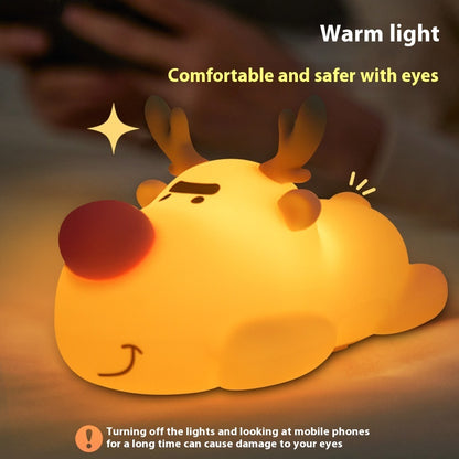 Christmas Reindeer Small Night Lamp Silicone Rechargeable