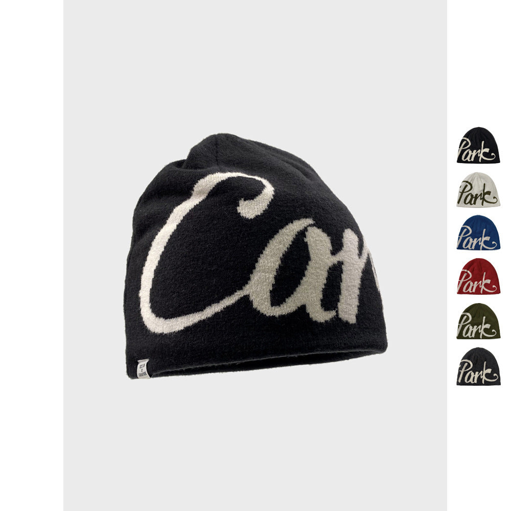 American Street Letter Jacquard Double sided Wear Knitted Beanie Hat