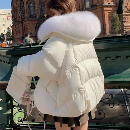Down Cotton-padded Women's Short Fur Collar Thickened Jacket