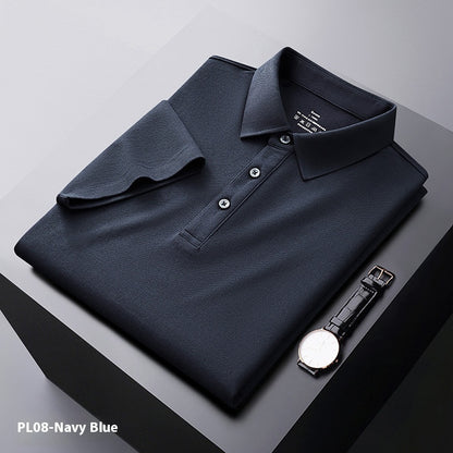 Men's Solid Color Polo Collar Business Casual Short-sleeved T-shirt