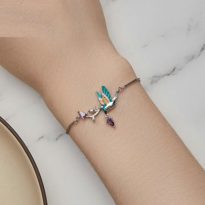 Mori Style Special Interest Light Wind Bird 925 Silver Bracelet