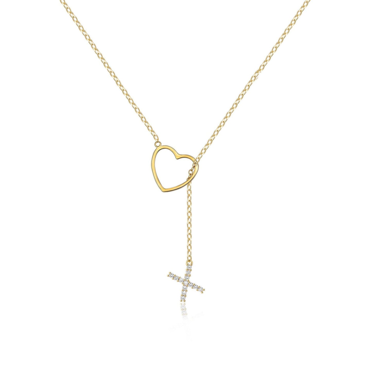 Brass Gold Plating Full Inlaid Zircon Name letter Neclace