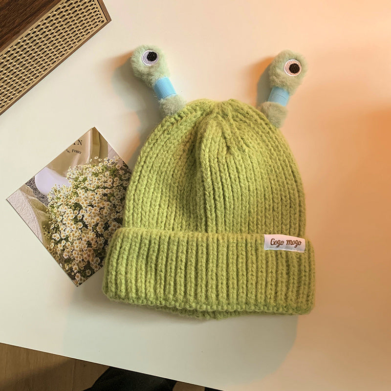 Funny Frog Eyes Knitted Beanie Hat