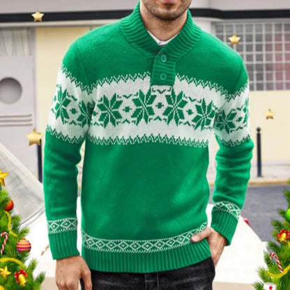 Men's ong Sleeved Christmas Casual Fashion Jacquard Knitted Sweater