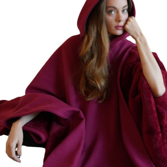 Woolen Loose Cape Batman Hoodie Blanket For Men And Women