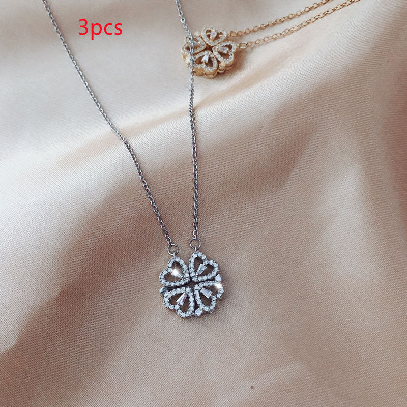 Explosive Style Detachable Deformed Four-leaf Clover Necklace