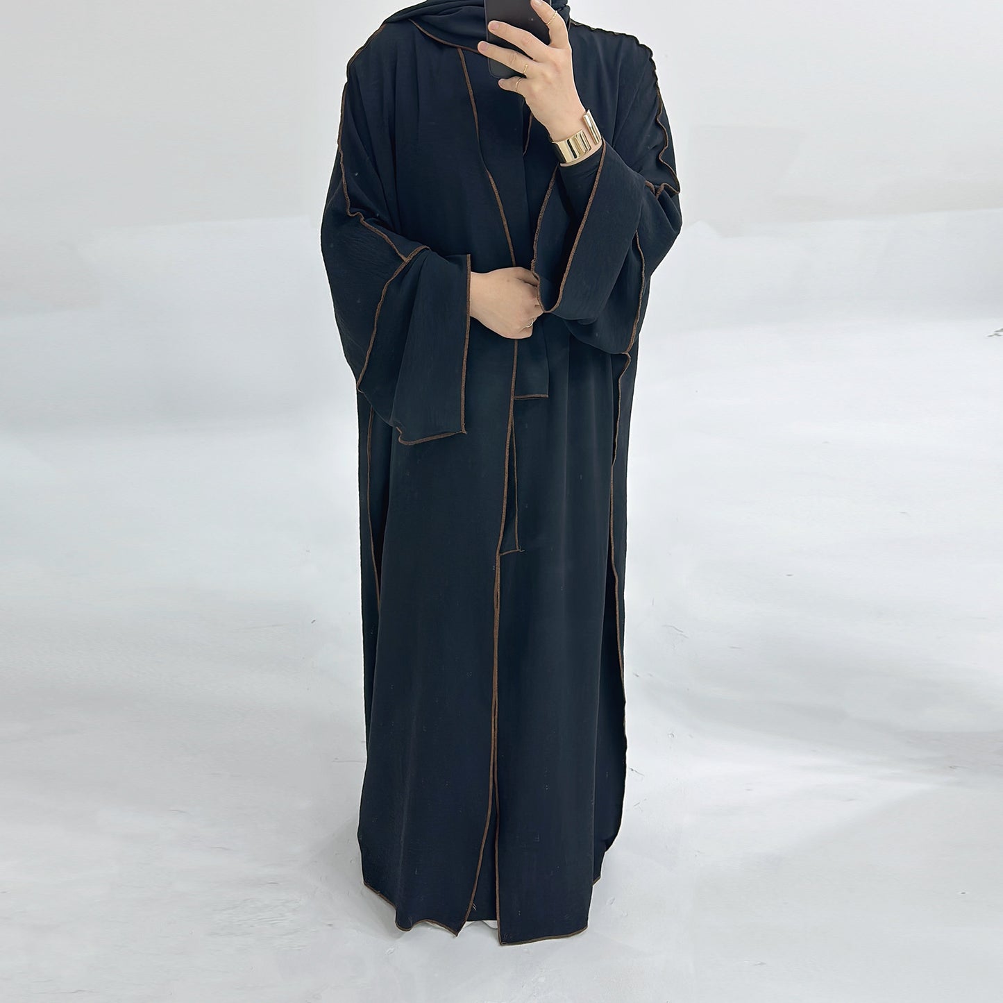 Solid Color Hook Cardigan abaya