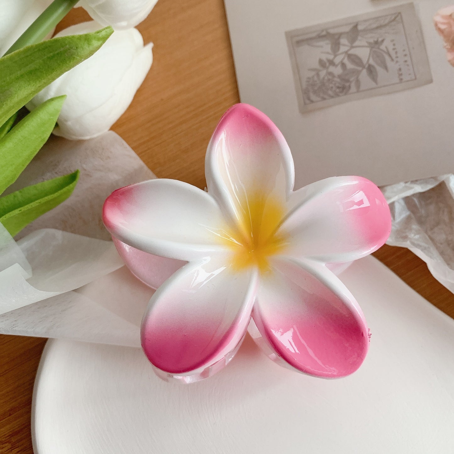 Muweordy Plumeria Flower Hair Clip