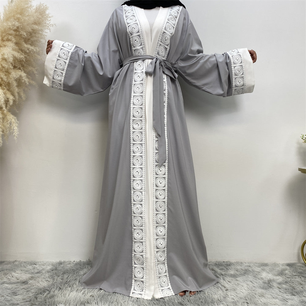 Women's Fashion Patchwork Lace Muslim Abaya