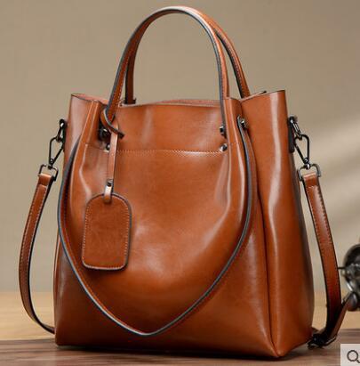 Women's Fashion Handmade Portable Oil Wax Cattle Leather Bag