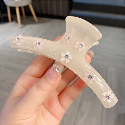 Women's Rhinestone Large Grip Small Floral Claw