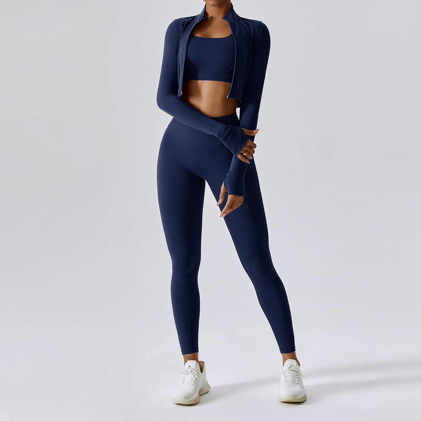 Yoga Nude Feel Fitness Shockproof High Waist Yoga Clothes Three-piece Set