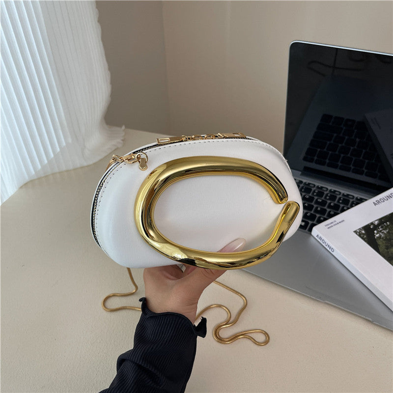 Small Bag Vintage Hardware Metal Handle Chain Crossbody Backpack