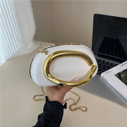 Small Bag Vintage Hardware Metal Handle Chain Crossbody Backpack