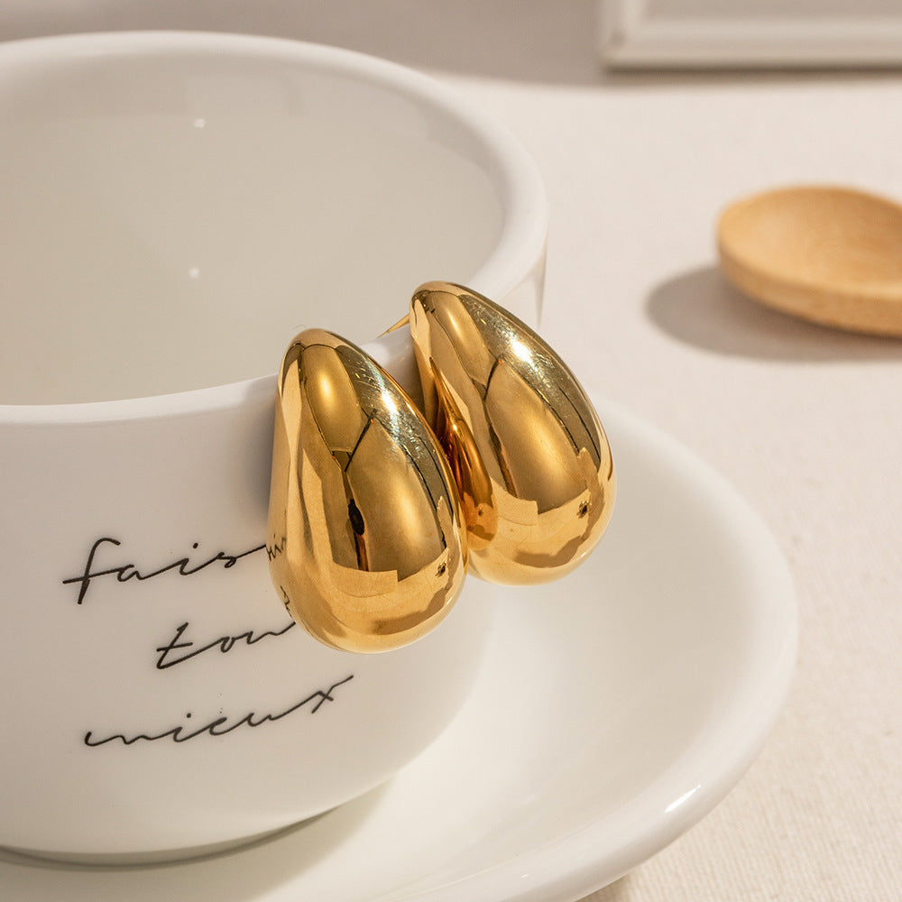 Simple 18K Gold Plated Women's Fashion Teardrop Water Drop Earrings
