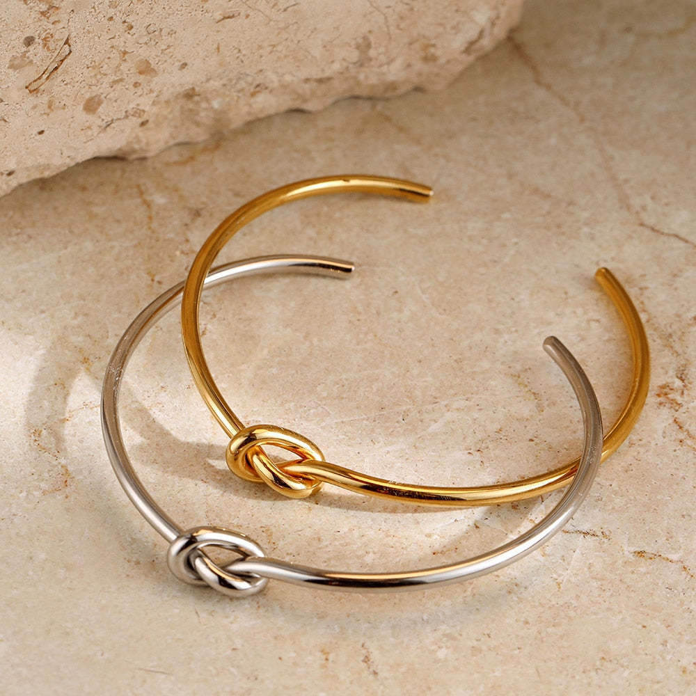 Titanium Steel 18K Gold Plating Knotted C- Shaped Bracelet & Watch Ornament