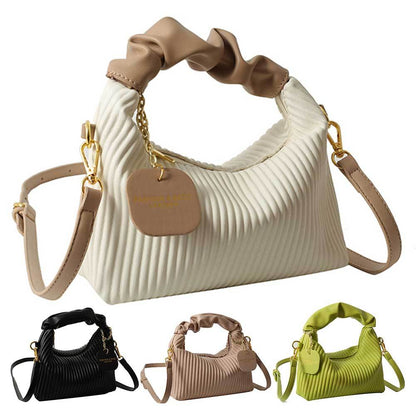 Crossbody PU Leather Pleated Cloud Small Tote Bag