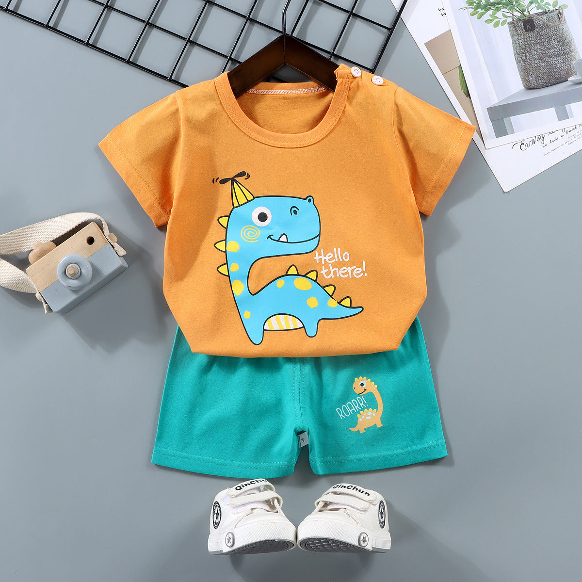 男の子用夏用コットン半袖スーツ