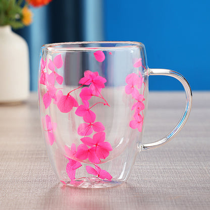 Real Dried Moveable Flower Double Layer Glass Quicksand Cup