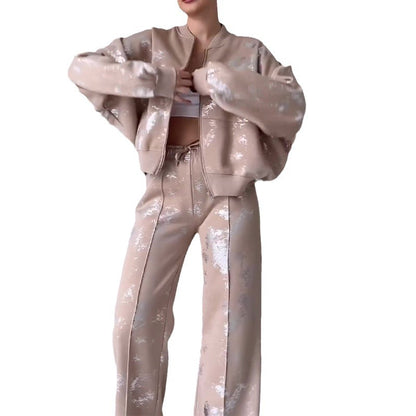 Pure Color Sequins Design Sense Track suit