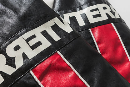 Letter Printing Contrast Stitching Loose Baseball Style Jacket