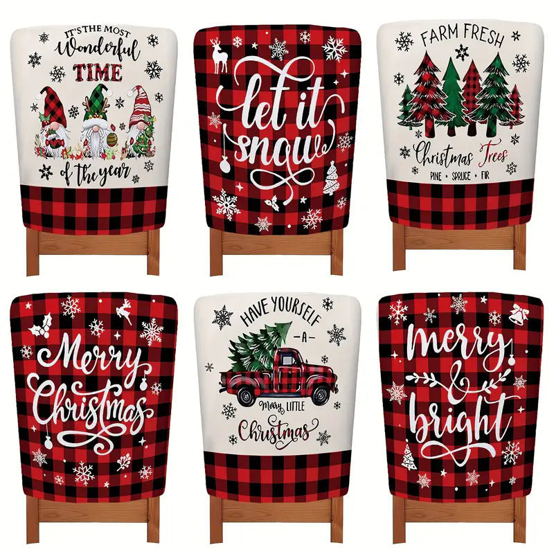 Home Christmas Printing Chair 4 Covers Set