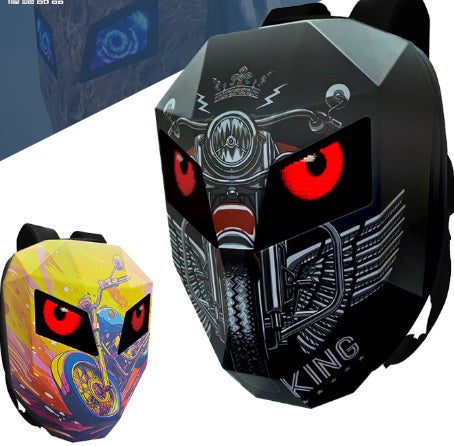 Luminous LED Cycling DIY Pattern Shell Helmet Motorcycle Waterproof Bag