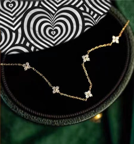 S925 Sterling Silver Plated 18K Gold Clavicle Chain