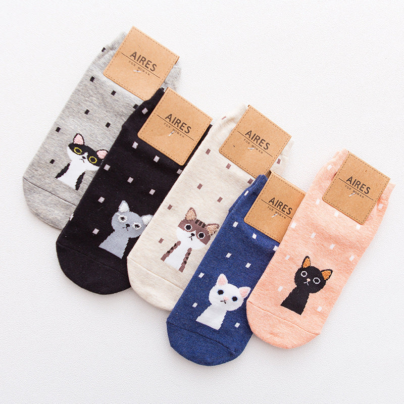 Women's three-dimensional Cartoon Animal 5 Pair Cotton Socks