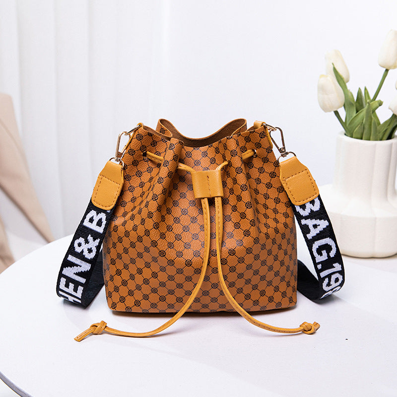 Multi Layer Soft Leather Women's Fashion Simple Shoulder Bucket Bag